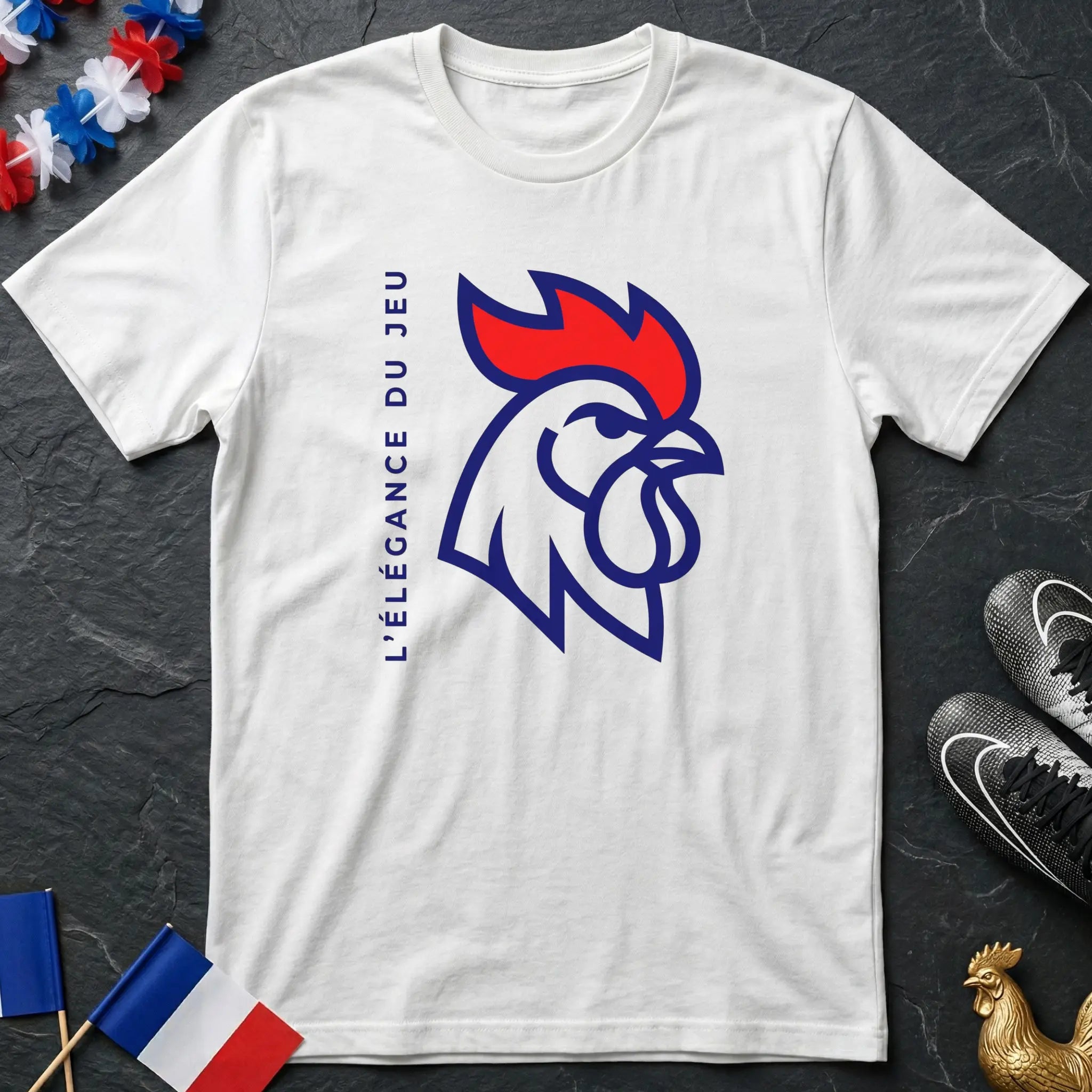 L'Élégance du Jeu Coq Tête Logo Line Art T-Shirt Coupe du Monde