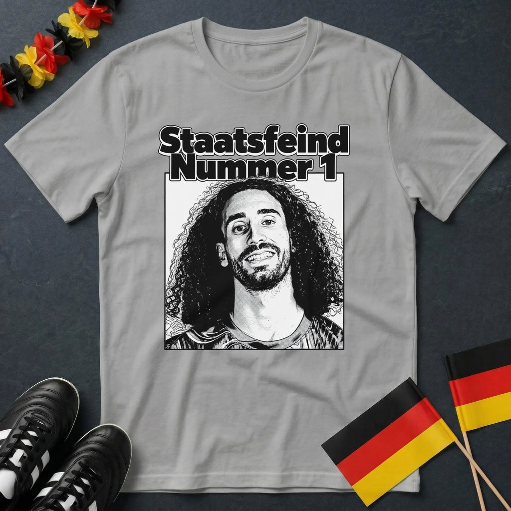 Staatsfeind Nr. 1 T-Shirt für Public Viewing und WM 2026 in grau