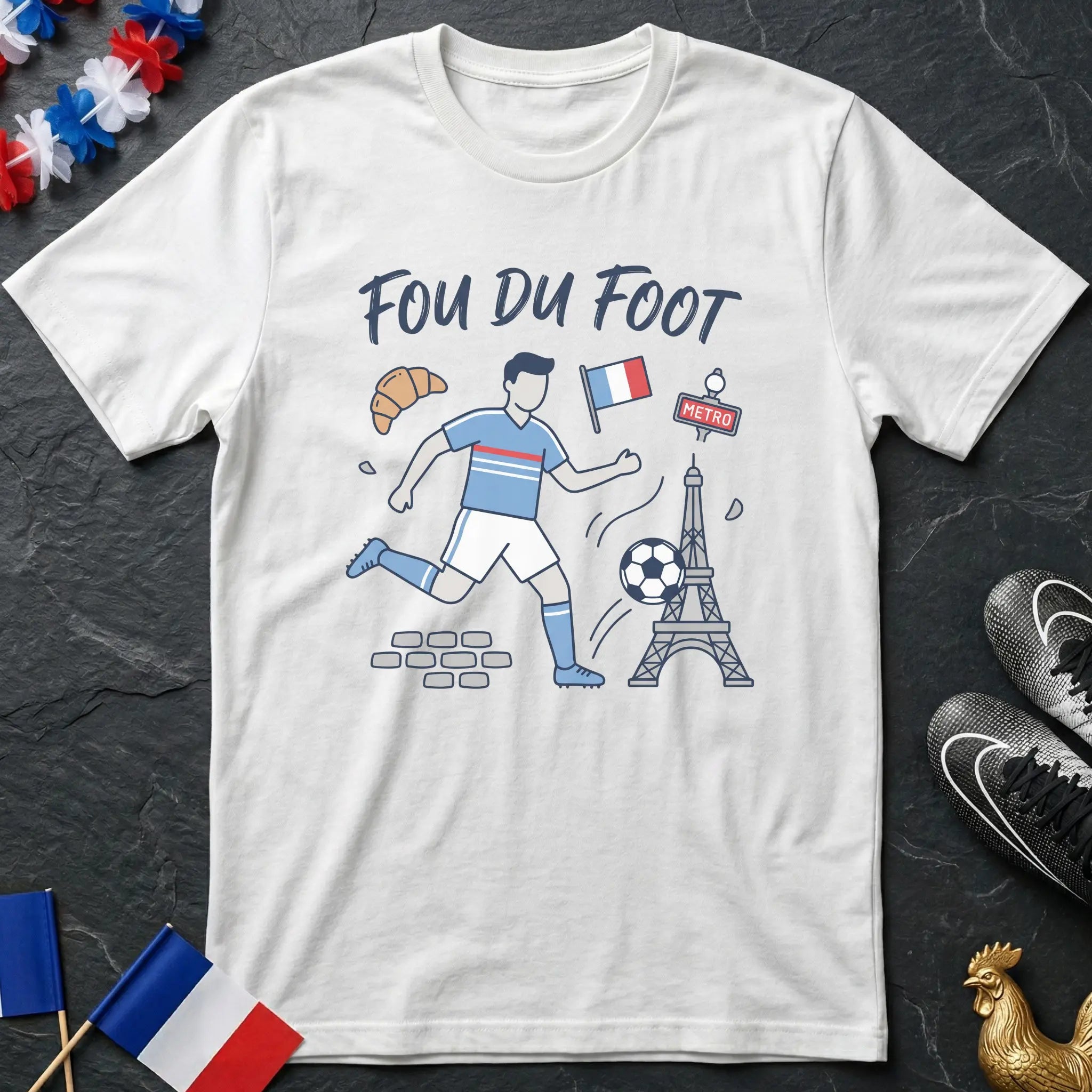 Fou du Foot France Joueur Tour Eiffel T-Shirt Coupe du Monde