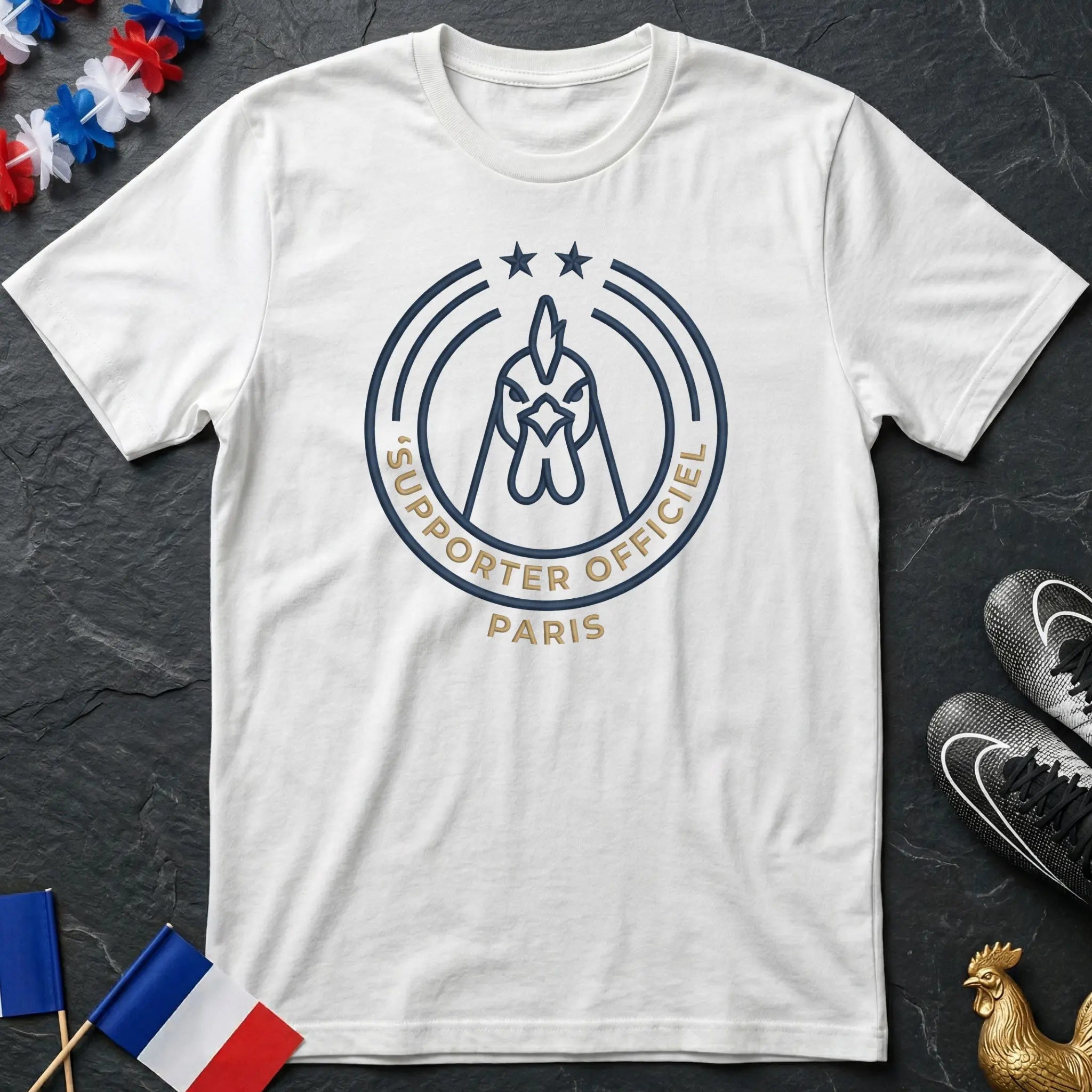 Supporter Officiel Paris Coq Minimaliste Badge T-Shirt Coupe du Monde