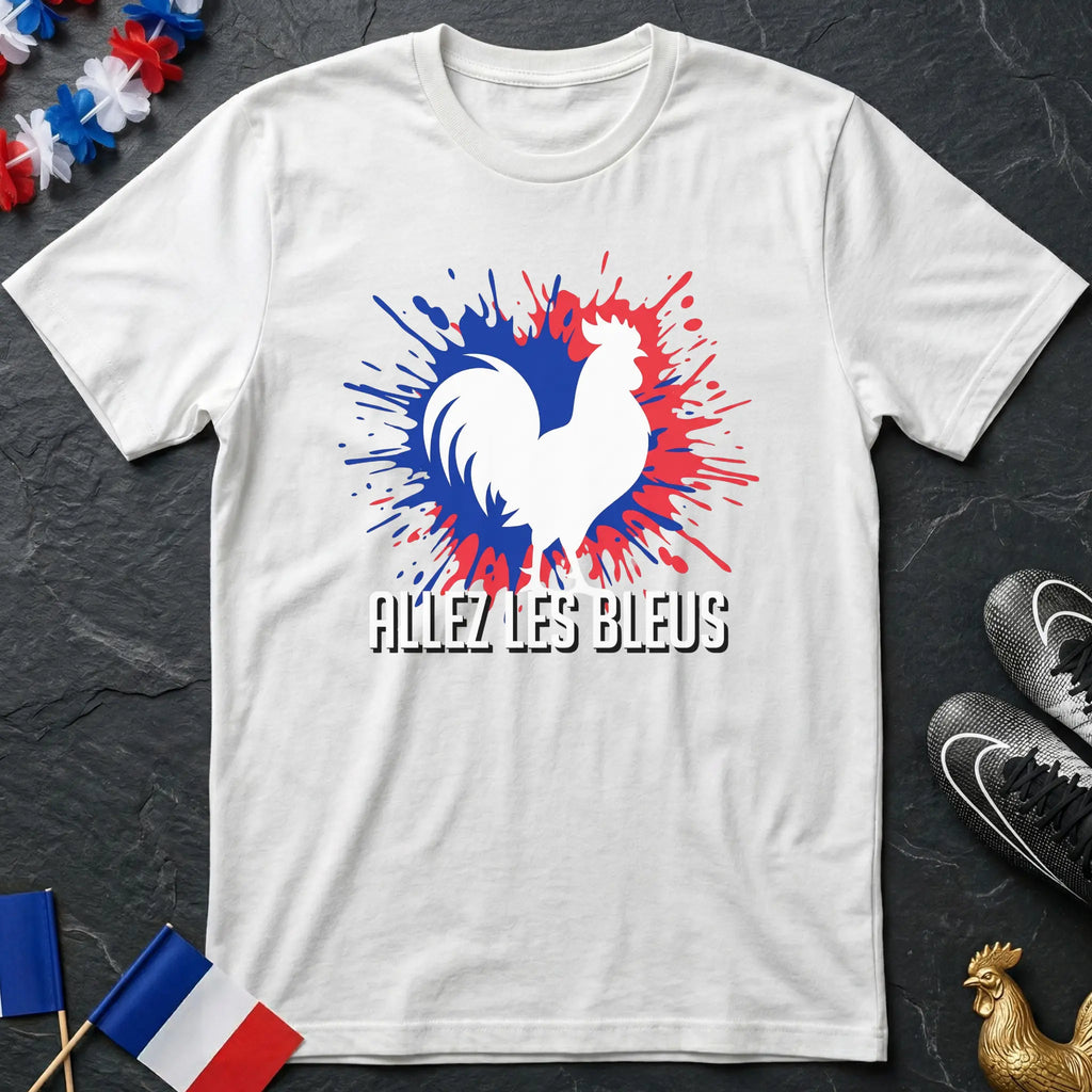 Allez Les Bleus Coq Gaulois Splash T-Shirt Coupe du Monde