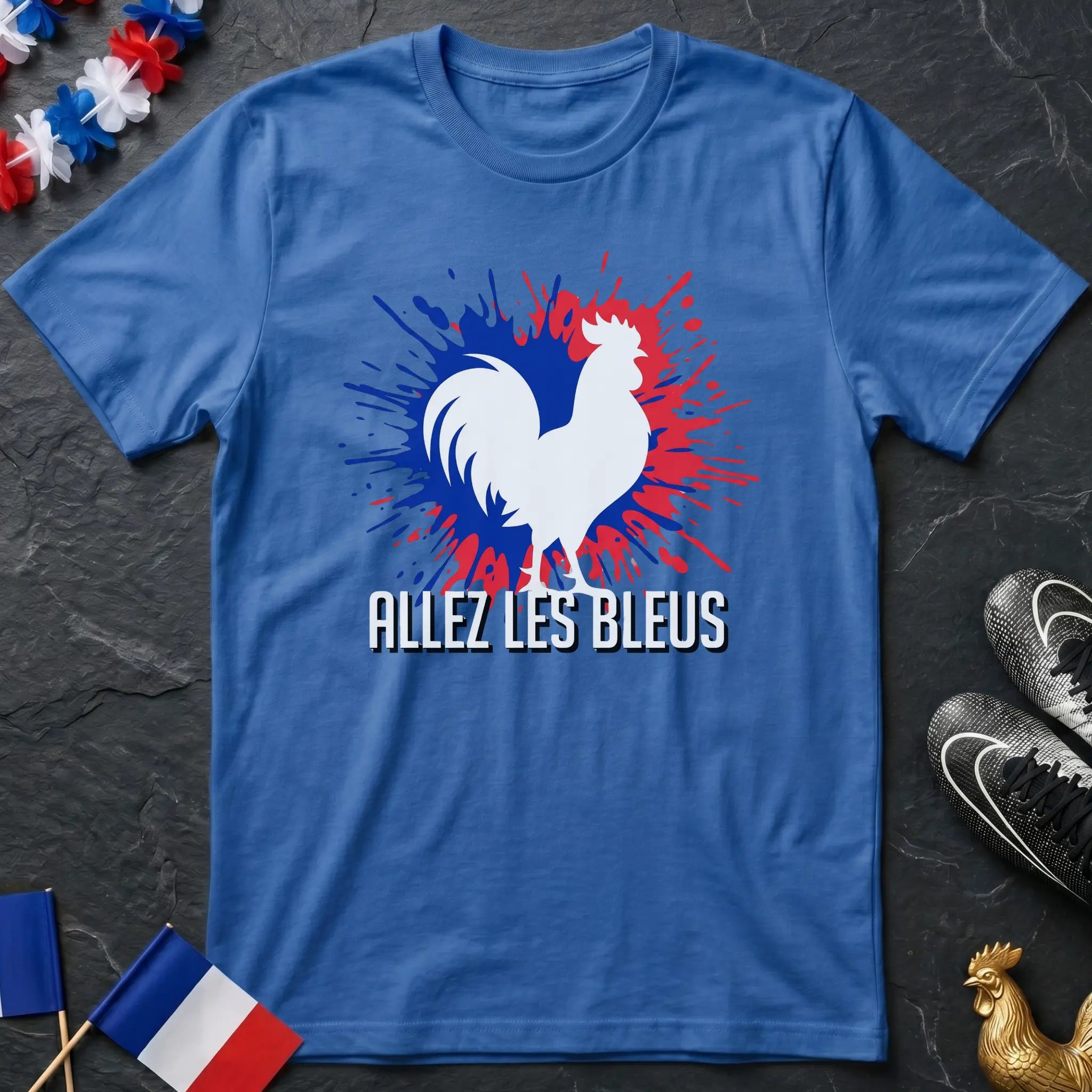 Allez Les Bleus Coq Gaulois Splash T-Shirt Coupe du Monde