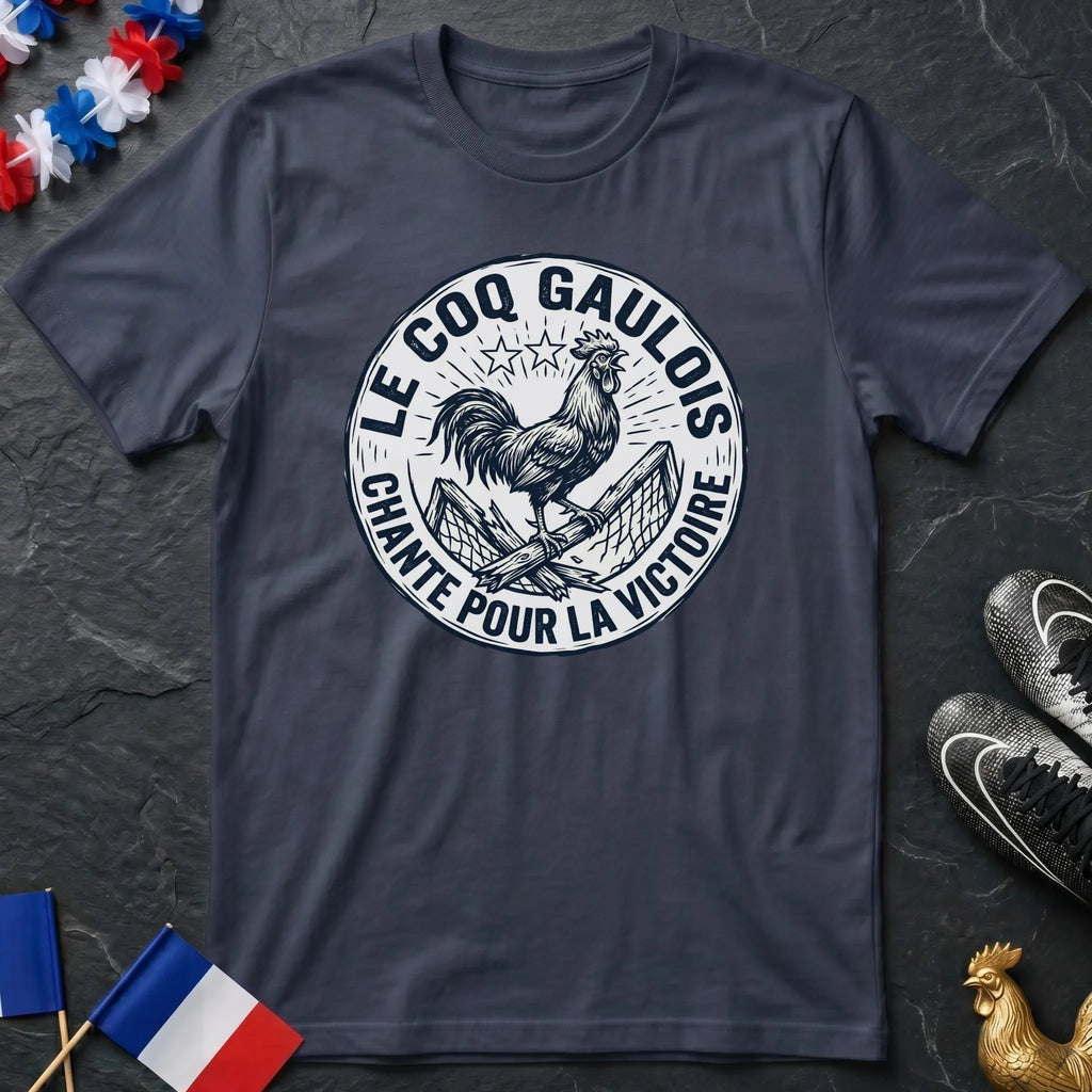 Le Coq Gaulois Chante Pour La Victoire Badge T-Shirt Coupe du Monde