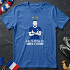 Deux Étoiles sur le Cœur Kylian Mbappé T-Shirt Coupe du Monde