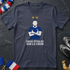 Deux Étoiles sur le Cœur Kylian Mbappé T-Shirt Coupe du Monde