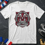 Forge et Feu Conquête et Victoire Coq Guerrier Badg T-Shirt Coupe du Monde