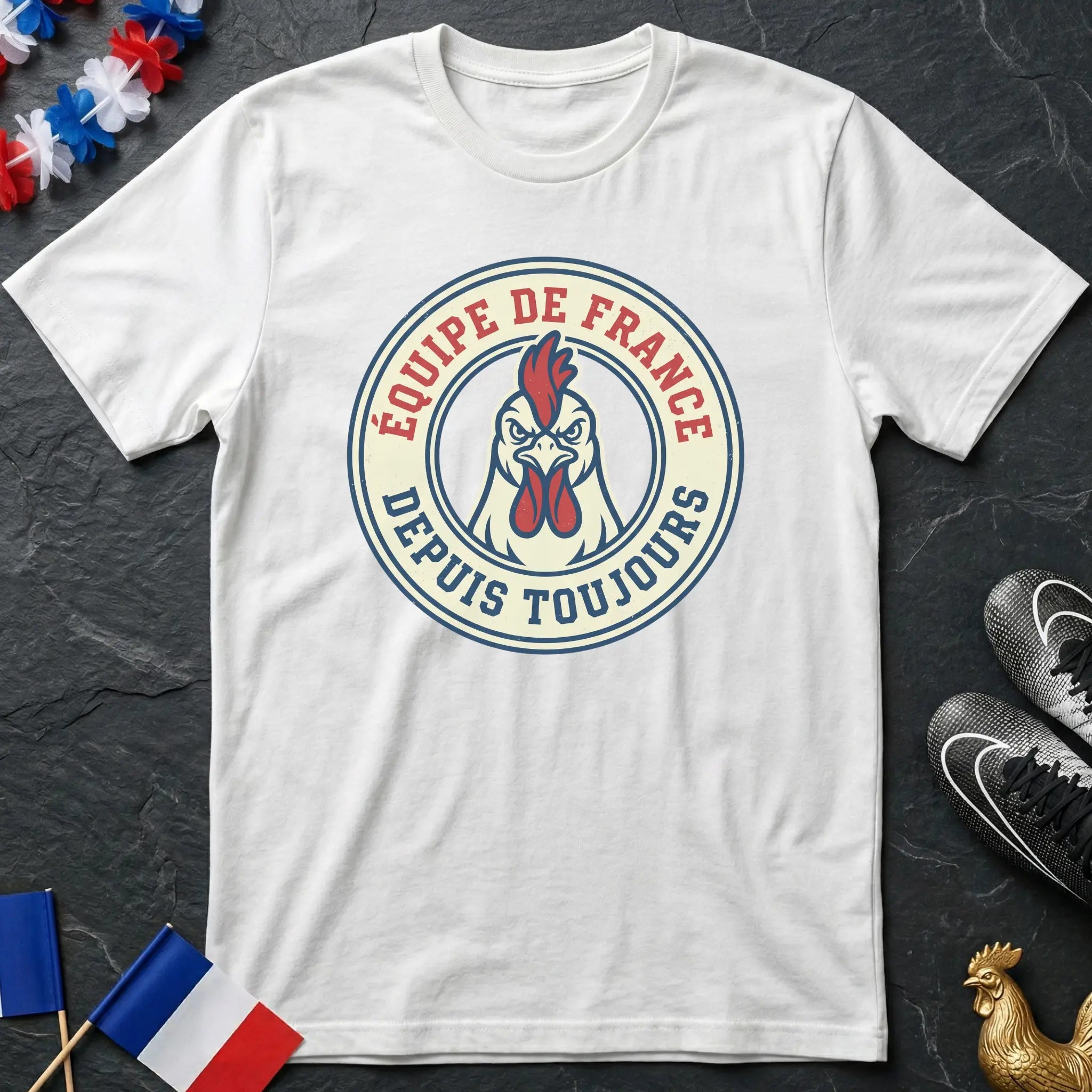 France Équipe de France Depuis Toujours Coq Mascotte Badge T-Shirt Coupe du Monde