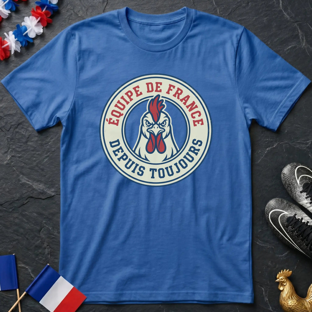 France Équipe de France Depuis Toujours Coq Mascotte Badge T-Shirt Coupe du Monde